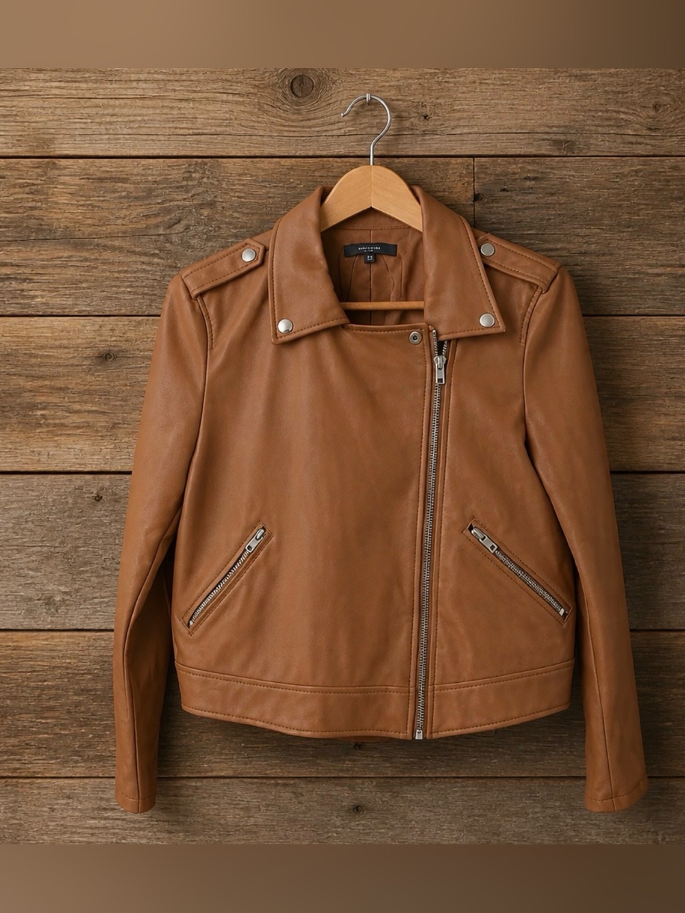 21 Saints Brown Pu Leather Jacket for Women
